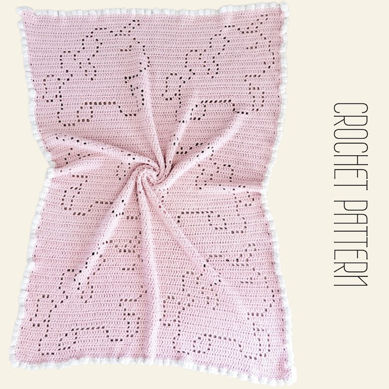 Crochet Unicorn Blanket, Crochet Pattern, Pegasus Filet Crochet, Baby Girl Gift, Baby Shower, Nursery Decor image 1