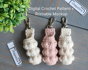 Chapstick Cozy Crochet Pattern, Lipstick Holder Keychain, Crochet Market Pattern, Lip Balm Printable Mockup, Craft Fair Pattern