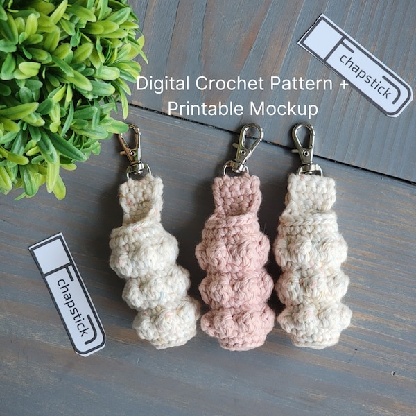 Chapstick Cozy Crochet Pattern, Lipstick Holder Keychain, Crochet Market Pattern, Lip Balm Printable Mockup, Craft Fair Pattern