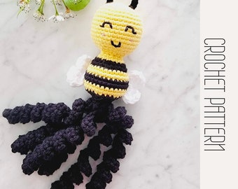 Patrón de ganchillo Sweet Bee NICU Snuggler, Pulpo para prematuros, Regalo de ganchillo NICU, Amigurumi PDF, Patrón de juguete sensorial para bebés, Video tutorial