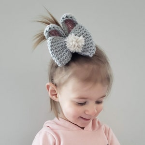 Bunny Bow Crochet Pattern, Bunny Ear Hair Bow Pattern, Easter Bunny Bow, Spring Crochet PDF, Girl Hair Bow Pattern
