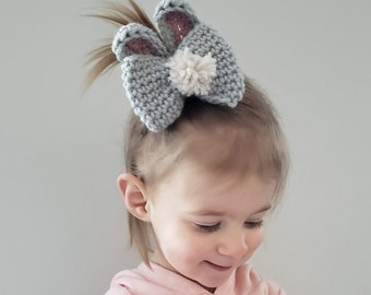 Patrón de lazo de conejito a crochet, patrón de lazo con orejas de conejo, lazo de conejito de Pascua, PDF de crochet de primavera, patrón de lazo para niña