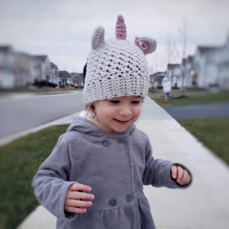 Unicorn Beanie Crochet Pattern, Unicorn Hat PDF, Crochet Hat Pattern, Unicorn Hat Pattern, Baby Girl Crochet Hat, Girl Crochet Pattern image 6