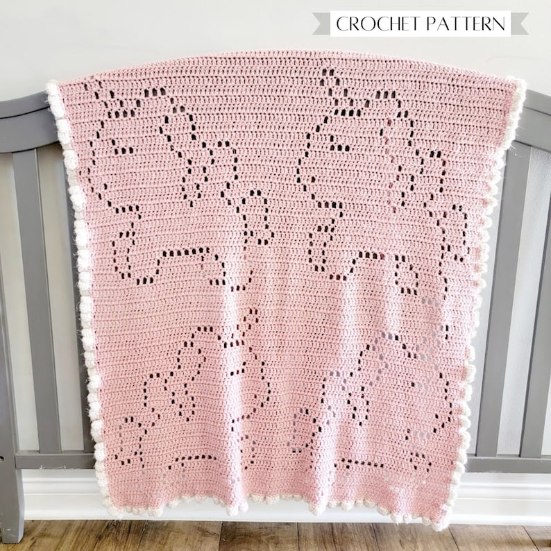 Crochet Unicorn Blanket, Crochet Pattern, Pegasus Filet Crochet, Baby Girl Gift, Baby Shower, Nursery Decor image 9