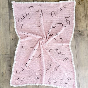 Crochet Unicorn Blanket, Crochet Pattern, Pegasus Filet Crochet, Baby Girl Gift, Baby Shower, Nursery Decor image 4