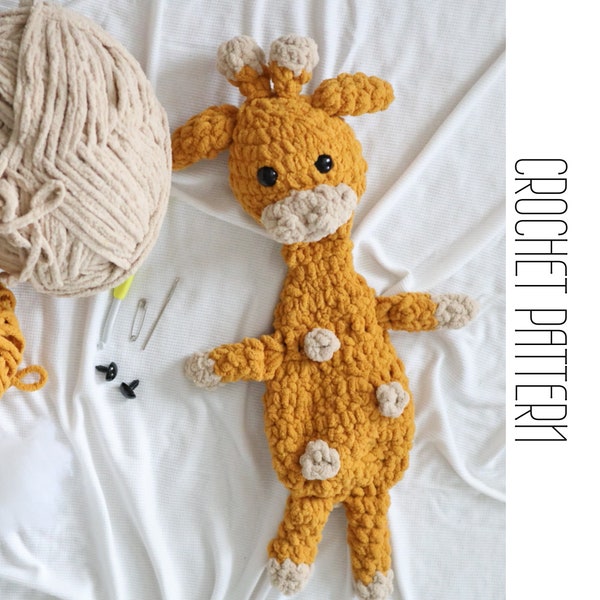 Gigi the Giraffe, Crochet Lovey Written Pattern and Video Tutorial, Zoo Animal Snuggler PDF, Amigurumi Plushies and Stuffies