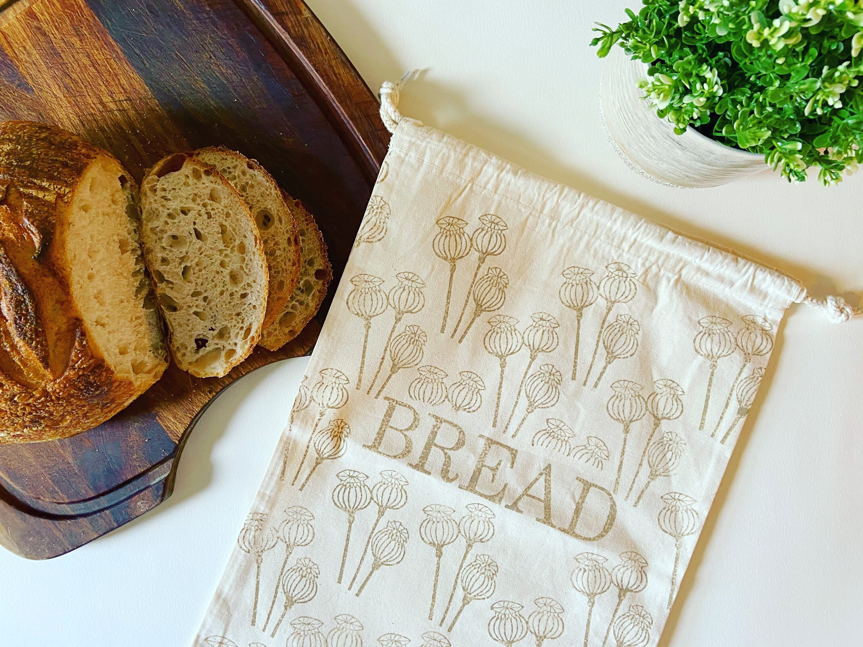 Handprinted Reusable Poppy Bread Bag Etsy UK