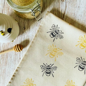 Handprinted Bumble Bee Tea Towel 