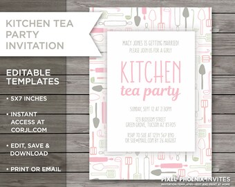 kitchen tea invite etsy