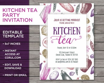 kitchen tea invite etsy