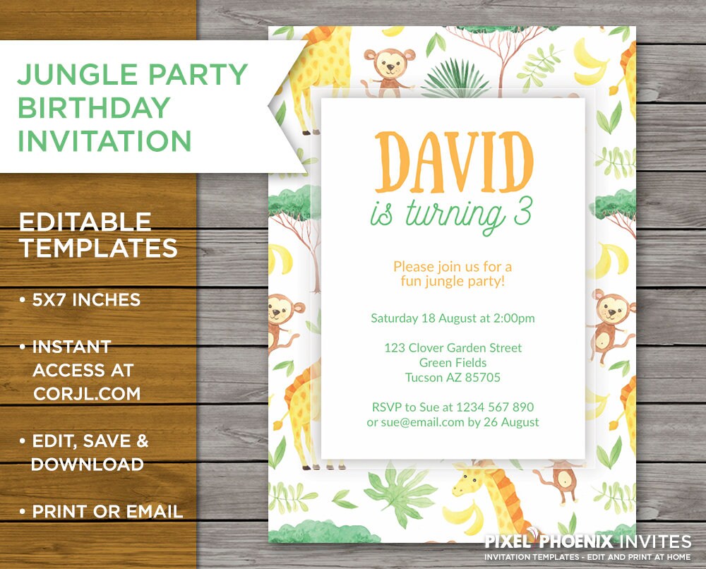 Jungle Party Invite Jungle Party Invitation Jungle Birthday | Etsy Jungle Party Invite Jungle Party Invitation Jungle Birthday | Etsy
