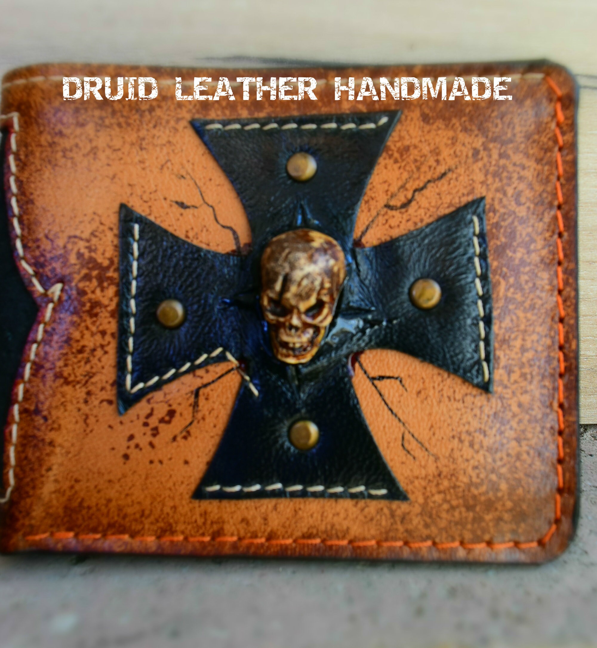 Skull Wallet Skeleton walletSkull Cross Leather Wallet Mens Etsy