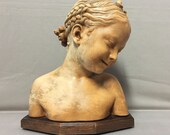 Sculpture Bust Terre Cuite Patiné Young Girl Rieuse The Florentine J.B.PIGALLE Baroque Neo-Classical France