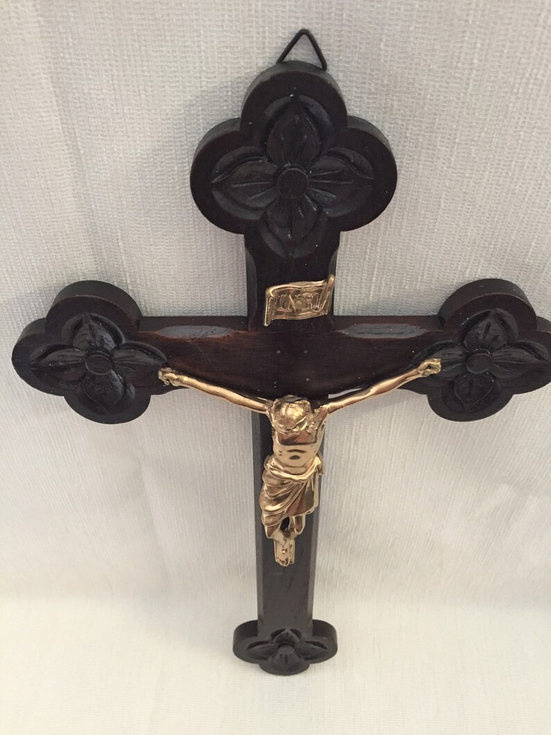 Object of Cult Ancient Crucifix Door Christ in Walnut Carved Etsy