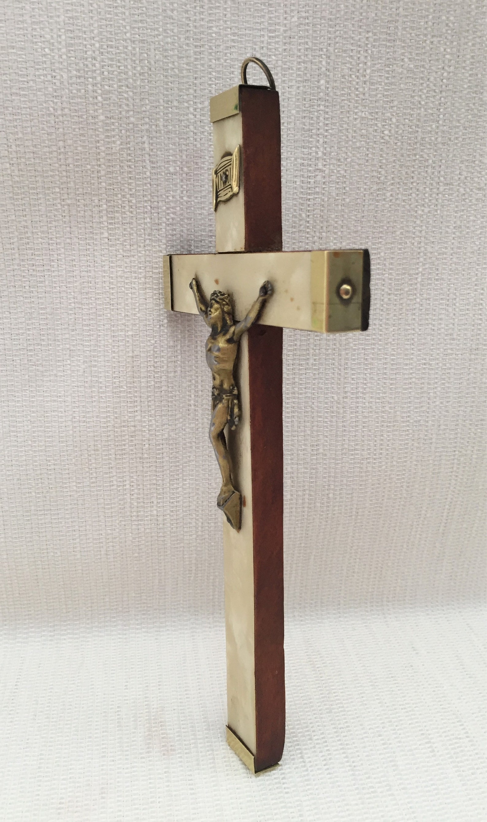 Object of Cult Ancient Crucifix Door Christ Pearl Pearl Brass Etsy