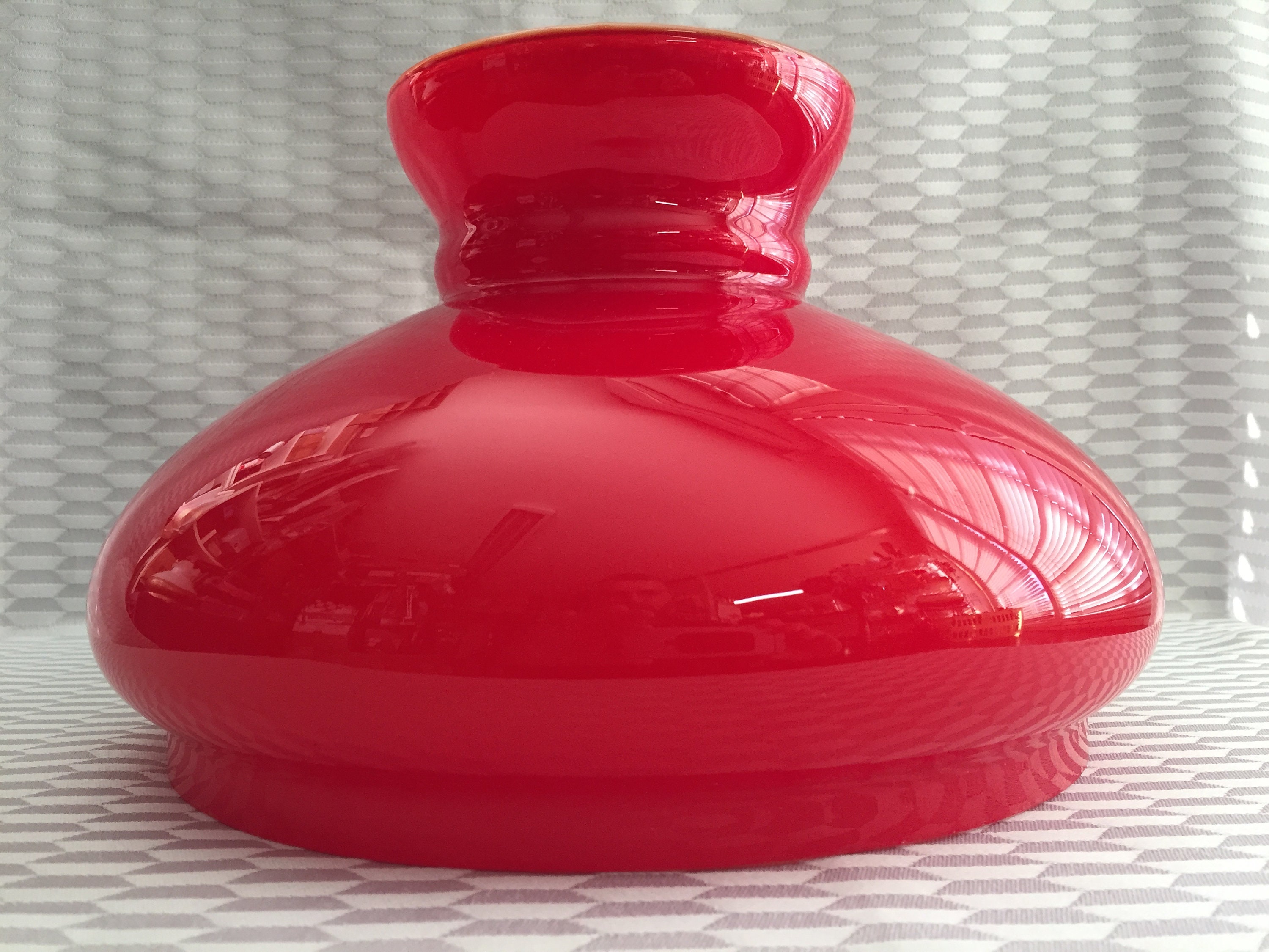 Ancien AbatJour en Verre Opaline Rouge Blanc 243 Cm Lampe Etsy