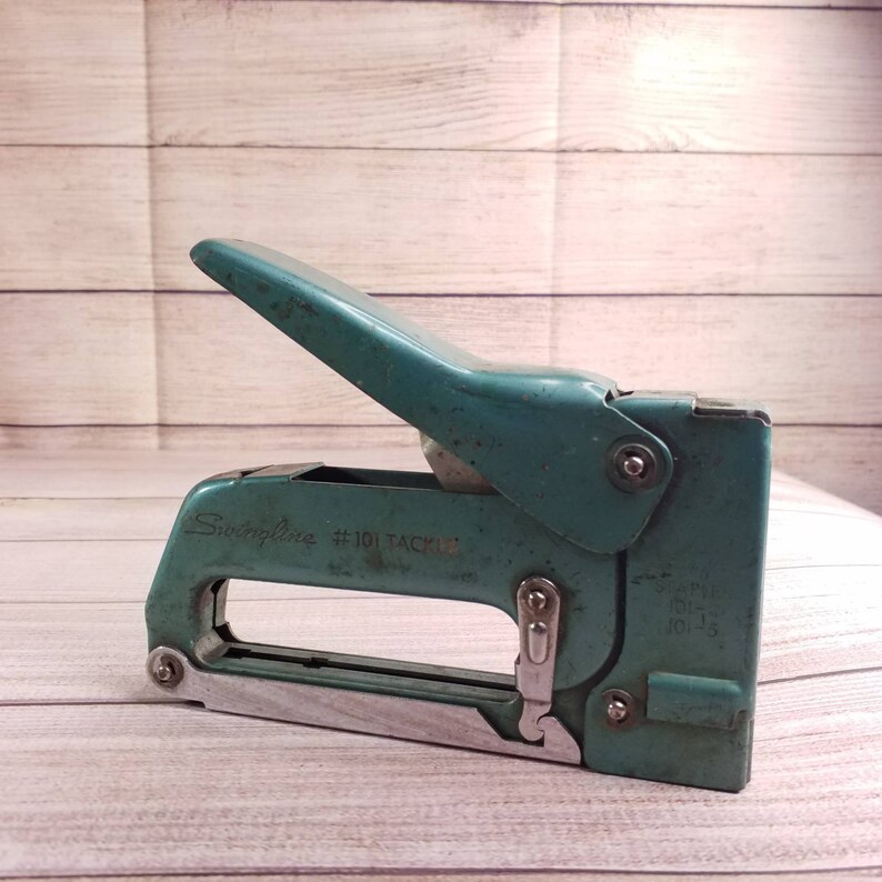 Vintage Swingline 101 Tacker Stapler Staple Gun Green Teal Etsy