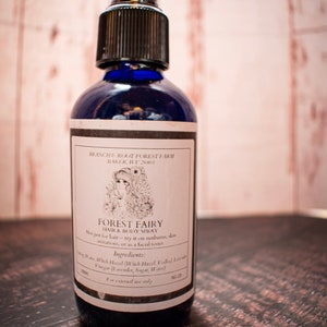 Forest Fairy Spritz Spray, Witch Hazel, Lavender Vinegar, nourishing detangling hair, facial toner, sunburn
