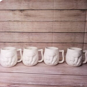 Vintage Unfinished Ceramic Bisque Mushroom Mugs Ready to Paint Arnels Woodland Ware