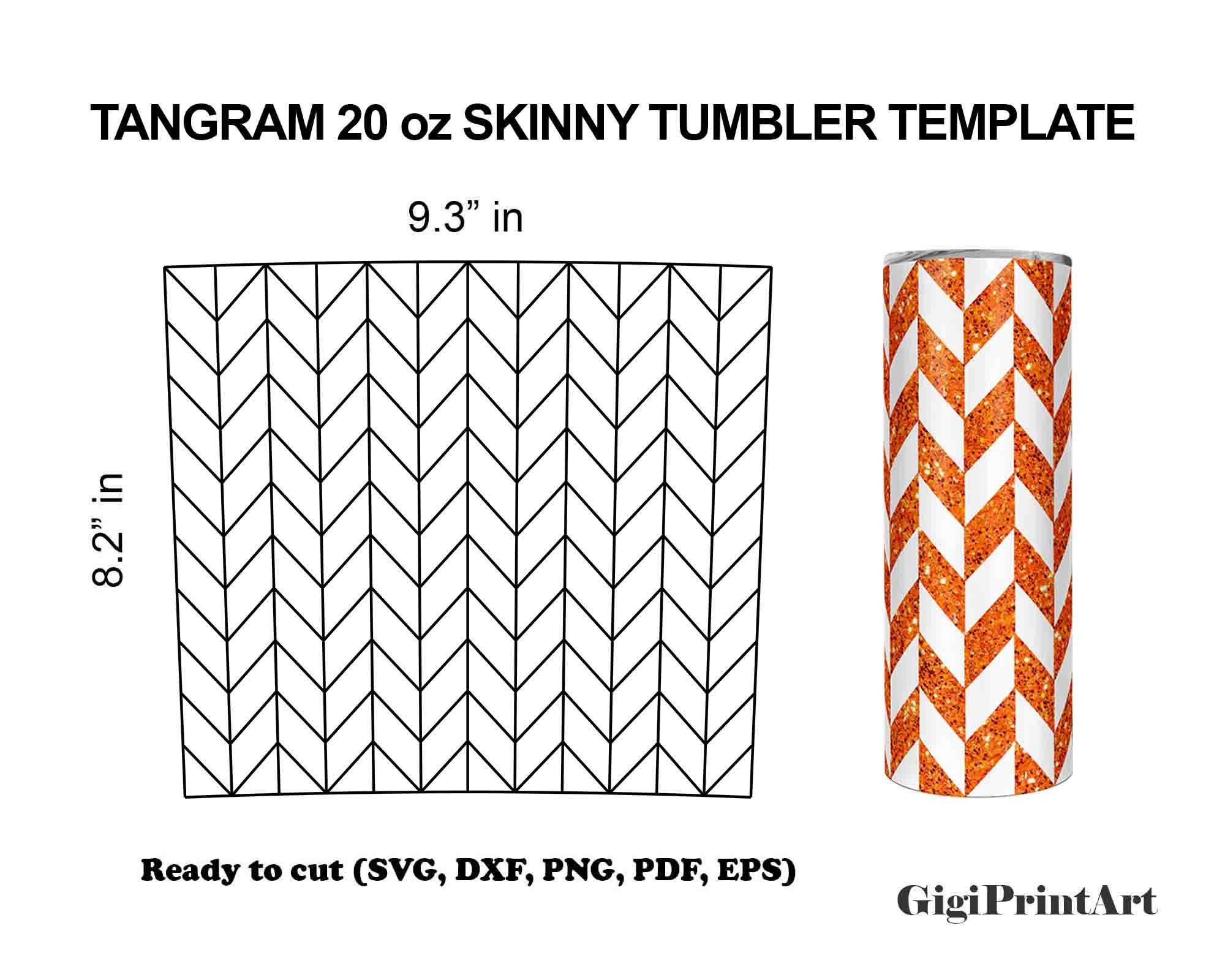 Tangram Tumbler SVG Шаблон 20oz Skinny, DXF Eps Png Pdf Cut Файл Цифровой д...