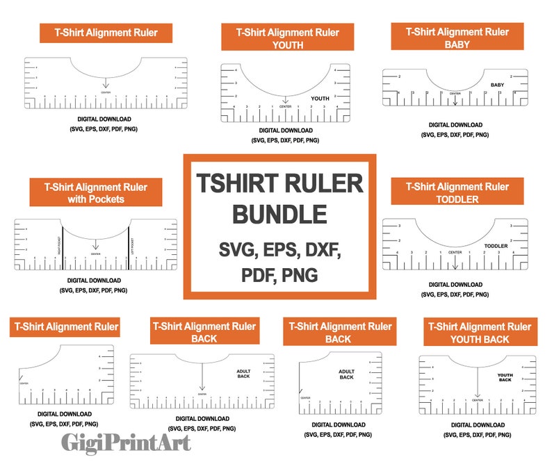 Download Tshirt Ruler SVG Bundle T-shirt Alignment Tool DXF Shirt | Etsy