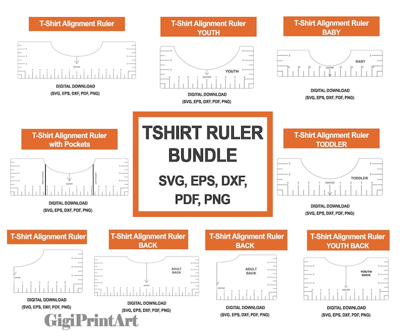 Download Tshirt Ruler SVG Bundle T-shirt Alignment Tool DXF Shirt ...