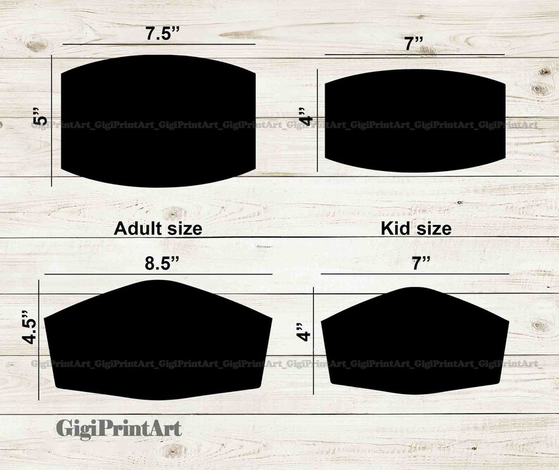 Download Face Mask Template SVG 4 Shapes Sublimation PNG Laser Dxf ...