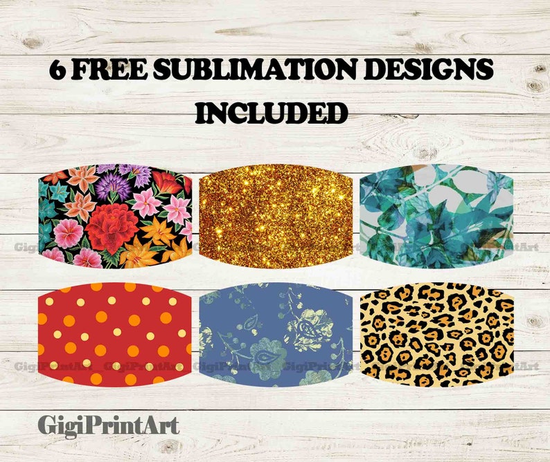 Download Face Mask Template SVG 4 Shapes Sublimation PNG Laser Dxf | Etsy