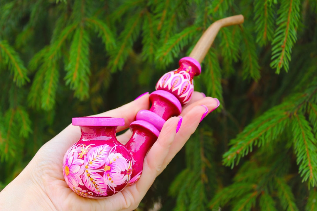 Smoking Pipe, Cute Gift for Girls Women, Pink and Purple Wooden Smoking