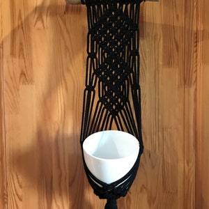 Macrame plant hanger/ Macrame  wall plant hanger/ Medium size wall decor/ Woven wall hanging/modern macrame black/home decor