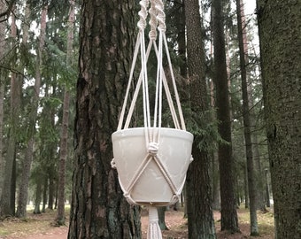 Macrame Plant Hanger large/pot across 8"/20 cm/Hanging flowerpot holder/plant holder/hanging planter/modern macrame