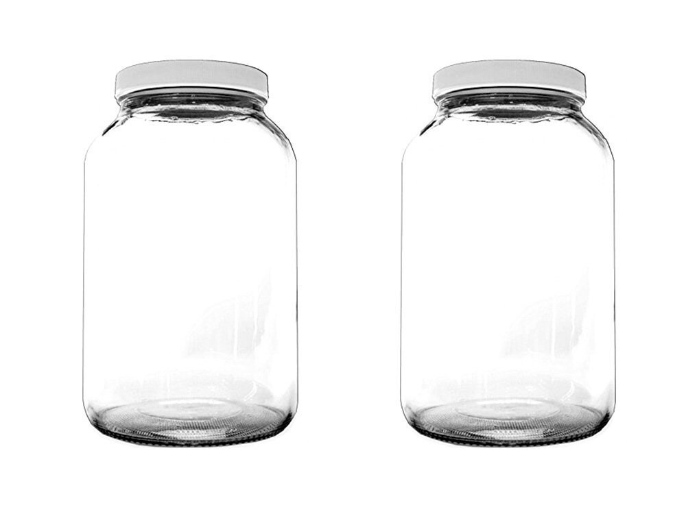 Gallon Glass Jar with Metal Lid (2 Pack) - 128 Ounce - Airtight & Odor –  Stock Your Home