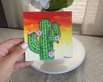 Cactus Painting on a Mini Canvas