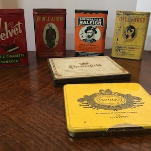 Vintage Tobacco Tins, Collectible Tins, Advertising Tins, Man Cave Decor, Bar Decor