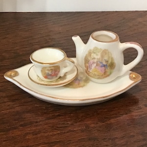 Vintage Victorian Courting Couple Tea for One Miniature Tea Set