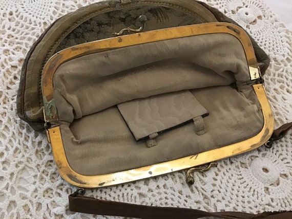 Lovely Vintage Victorian Tapestry Handbag, Purse, Makeup Bag, Victorian Decor, View 6