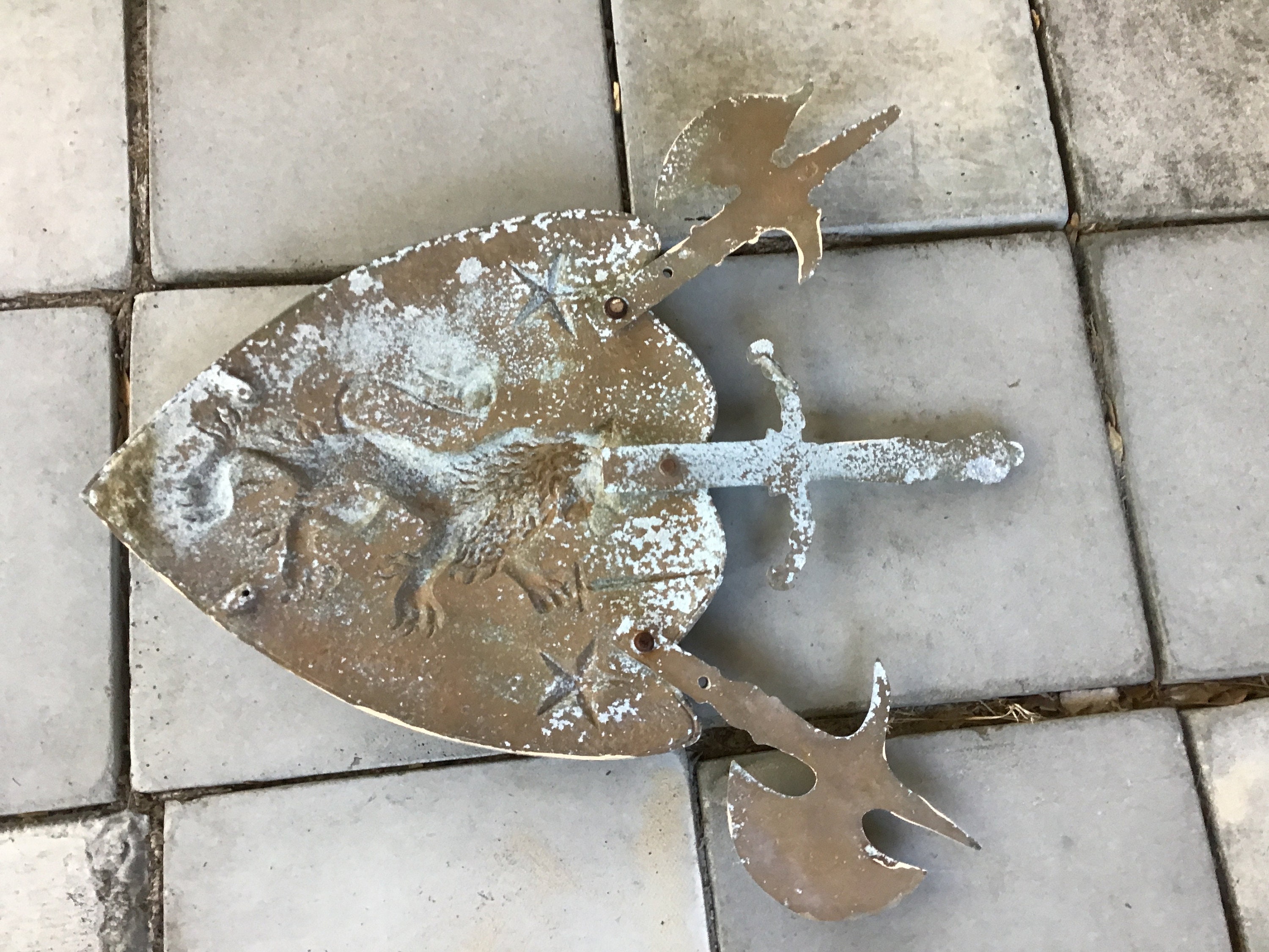 View of Vintage Large Cast Metal Coat of Arms Porch House Bar Man - Etsy