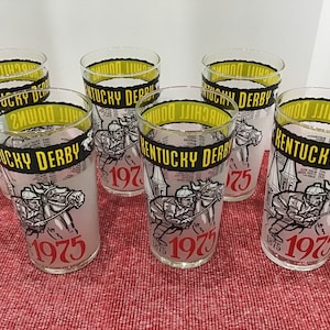 Kentucky Derby Glasses 1975 100th Anniversary Souvenir Glasses Bar, Drinking Glasses