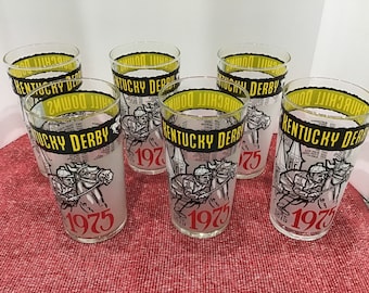 Kentucky Derby Glasses 1975 100th Anniversary Souvenir Glasses Bar, Drinking Glasses