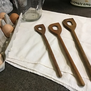 Set of Three WOOD STIRRING SPOONS Hand made wooden spoons Farmhouse Kitchen Spoons