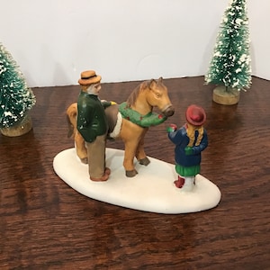 Lemax Vintage Christmas Village Figurine, “Merry Christmas Mr Pony” Rare Find Christmas Decor, Winter Decor, Christmas Village Accessory