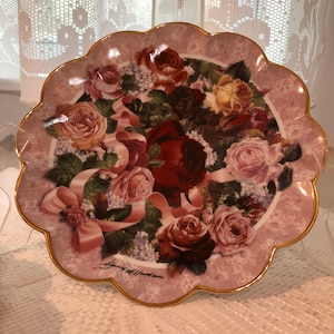 Franklin Mint Victorian Rose Bouquet Collector Plate Numbered David Willardson Plate