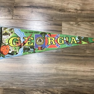 Vintage Felt State Pennant, Souvenir Pennant, Georgia Souvenir, Cabin, Camper, Bunkhouse, Bar,  Vintage Decor,