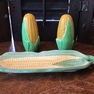 Vintage Corn on The Cob Salt and Pepper Set, Butter Dish, Summer Kitchen, Barbecue Set, Vintage, Farmhouse Kitchen Decor,
