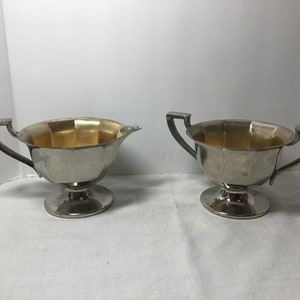 Vintage Silver Plate Footed Cream and Sugar Set, Coffee Bar Set, Silver Tableware