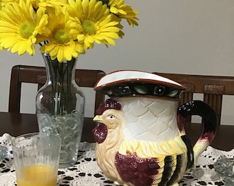 ROOSTER PITCHER Juice Milk Water Pitcher Farmhouse Country Decor