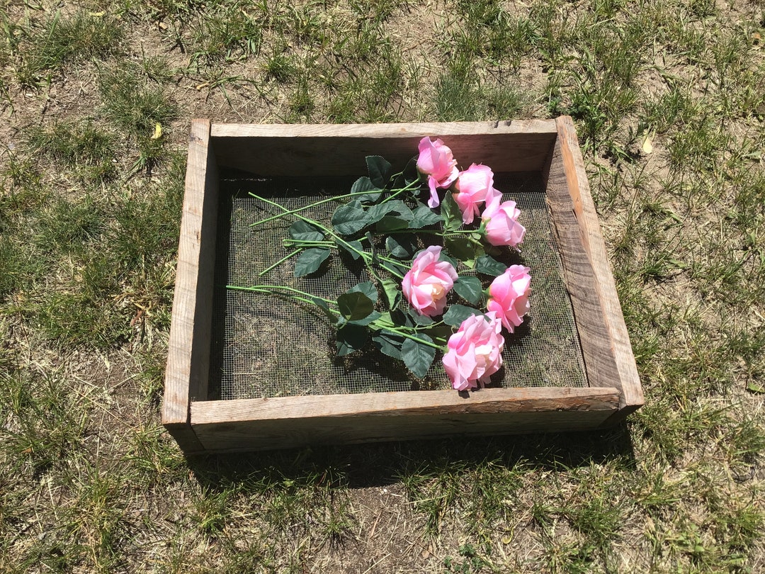 Vintage Flower Vegetable Herb Drying Box Food Storage, Crafts, Rustic