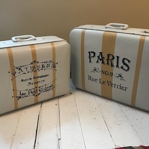 Vintage Luggage, Suitcase Set, Side Table, Storage Box, Blanket, Game, Clothing Storage, French Country, Shabby Chic, Decor,