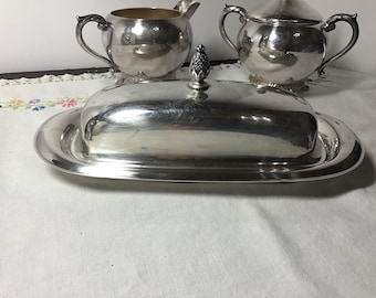 Vintage Silver Covered Butter Dish With Glass Insert Tray, Wedding, Party, Dinner, Butter Dish