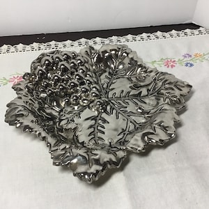 Beautiful Godinger Silver Dish, Grape Dish, Candy, Nut, Cheese Dish, Trinket Dish, Appetizer Dish